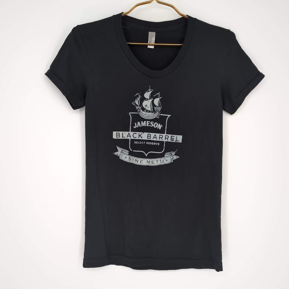 Jameson Black Barrel Womens Black Crewneck T-Shirt Short Sleeve Tee Top - Size L
